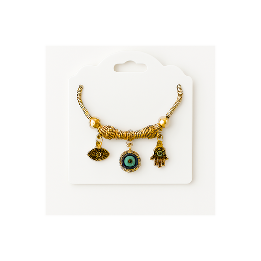 Evil Eye & Hamsa Hand Charm Bracelet