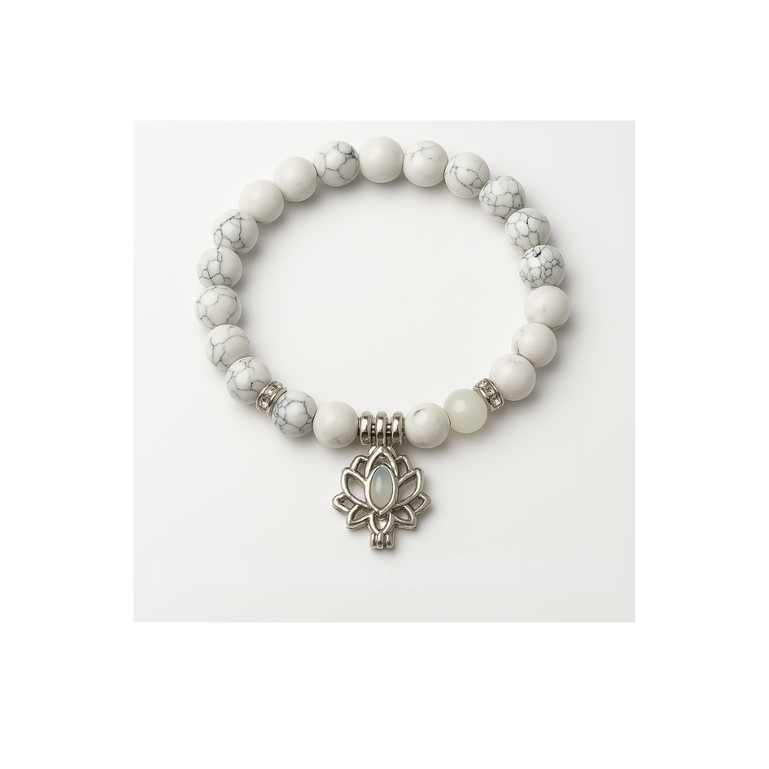 Lotus Moonstone Howlite Bracelet