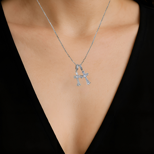 Dual Pendant Cross Necklace