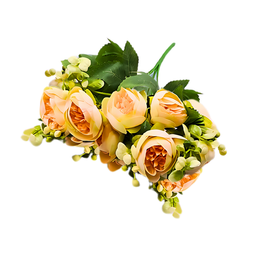 9 Bud Silk Peach Peony Bouquet