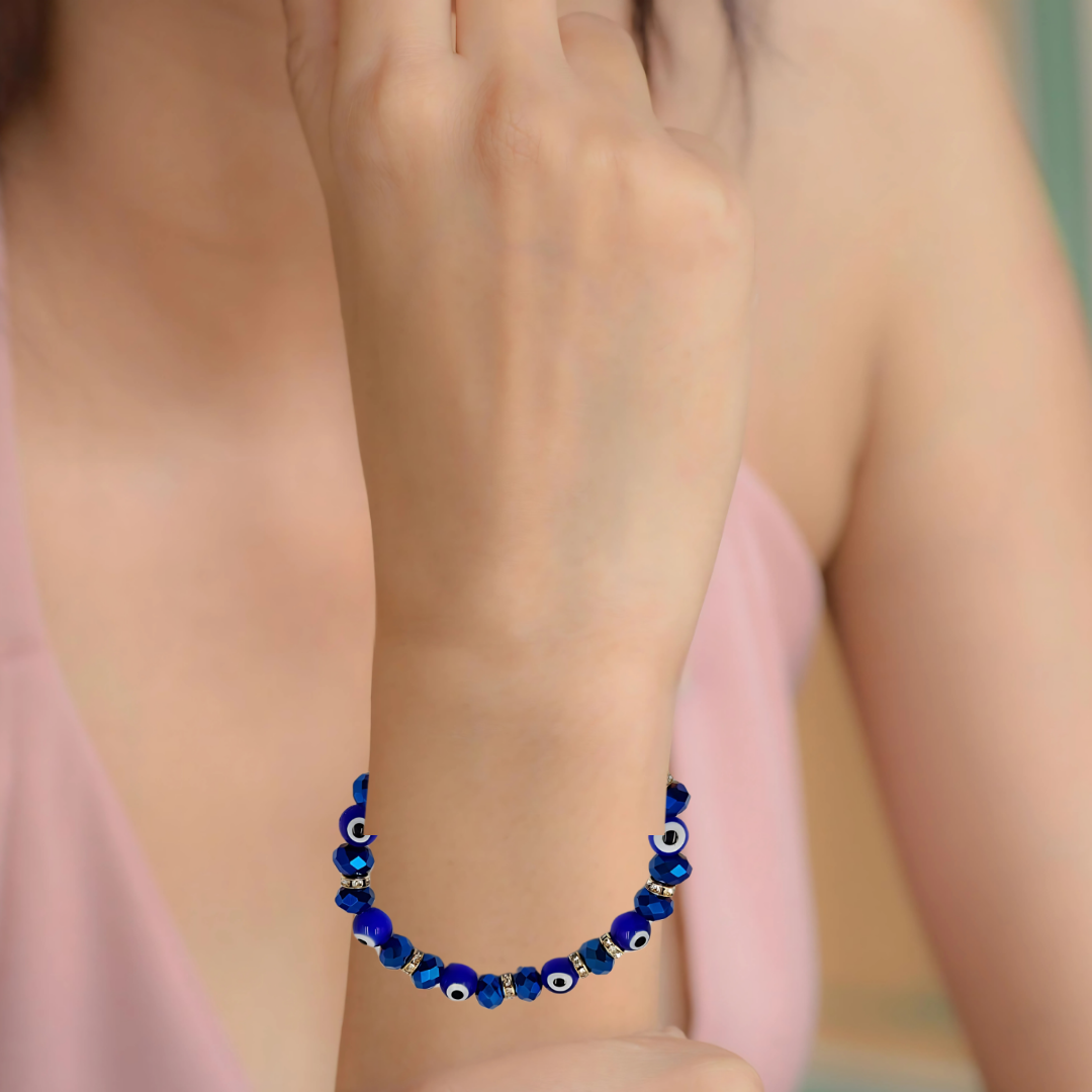 Glass Beaded Evil Eye Bracelet