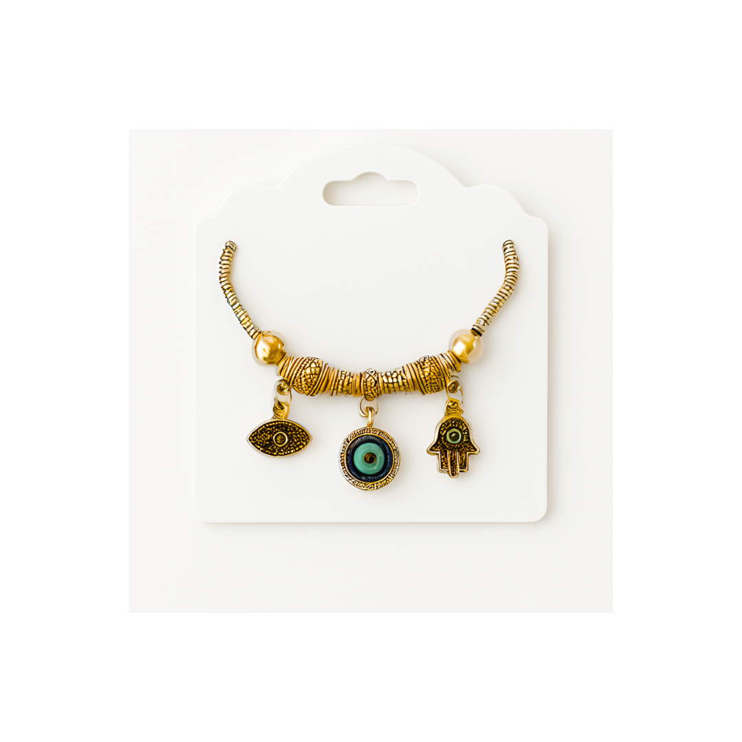 Evil Eye & Hamsa Hand Charm Bracelet