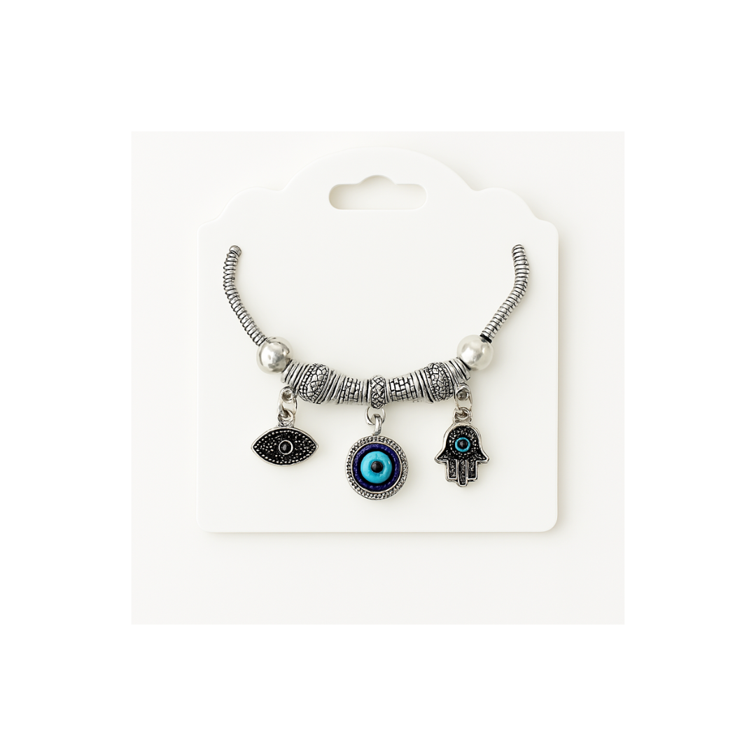 Evil Eye & Hamsa Hand Charm Bracelet