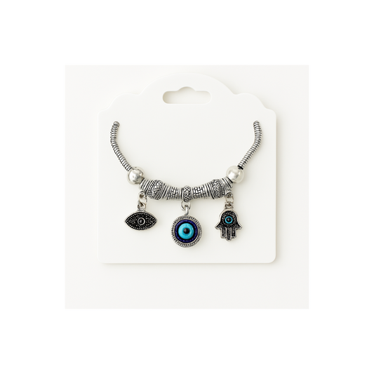 Evil Eye & Hamsa Hand Charm Bracelet
