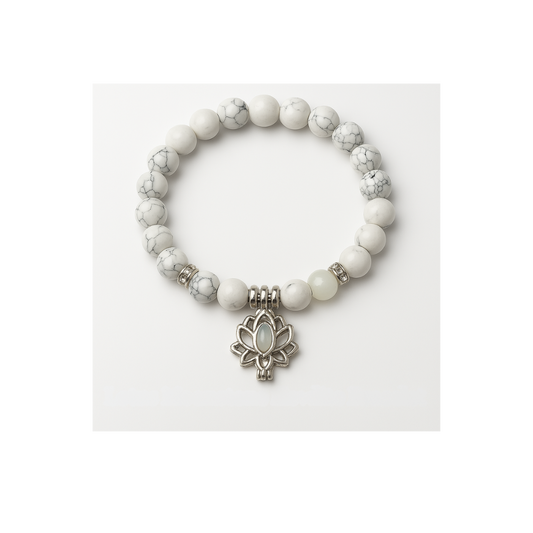 Lotus Moonstone Howlite Bracelet