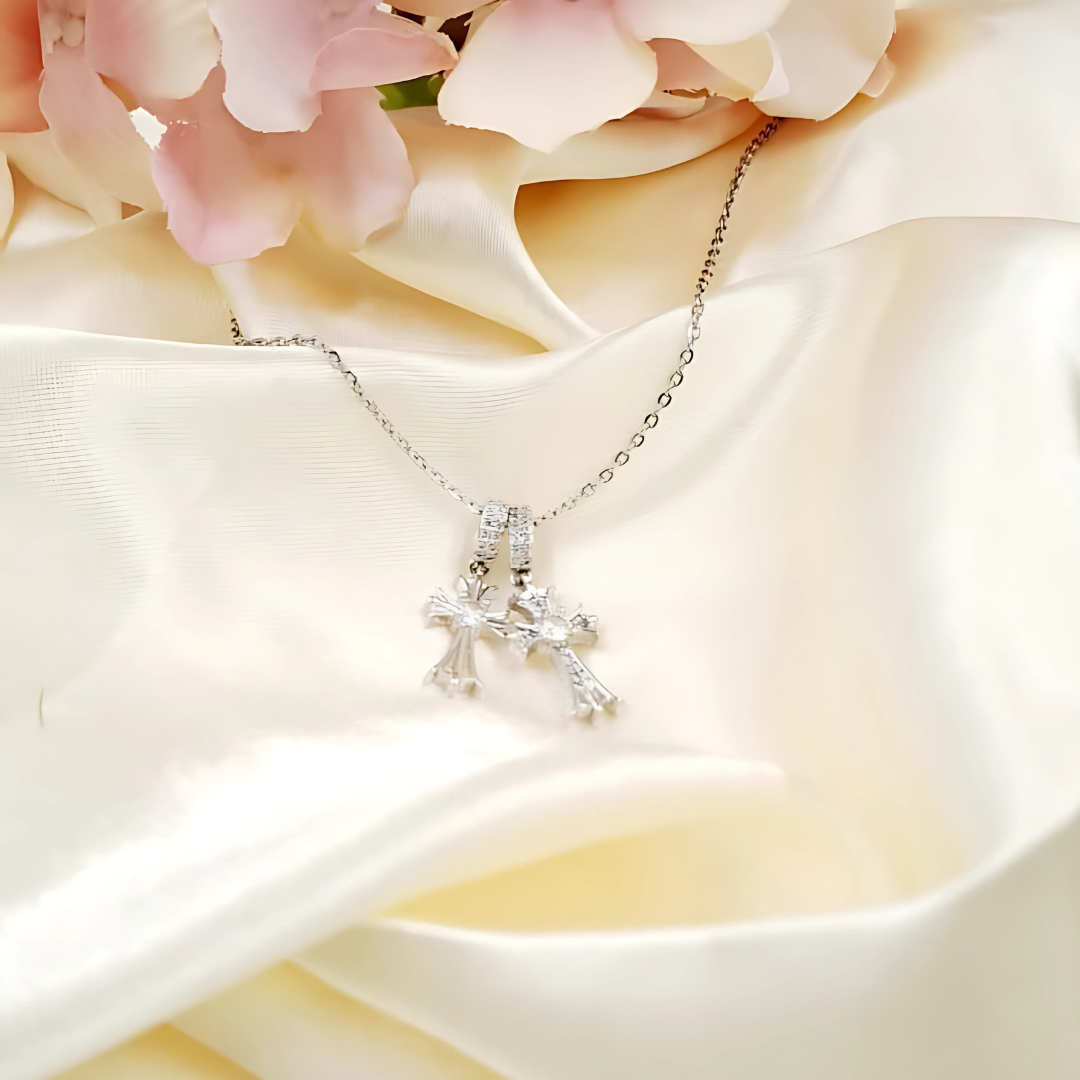 Dual Pendant Cross Necklace