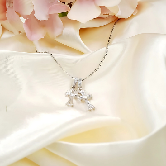 Dual Pendant Cross Necklace