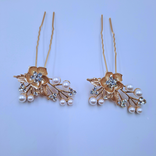 Bridal Bloom Pearl Hair Pins