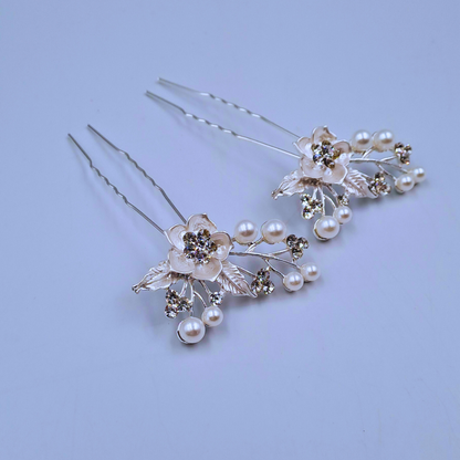 Bridal Bloom Pearl Hair Pins
