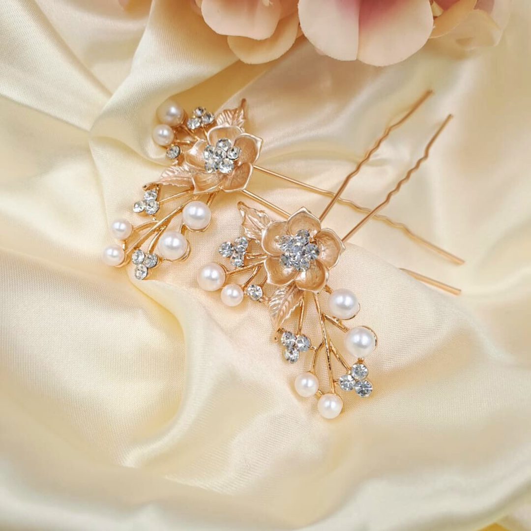 Bridal Bloom Pearl Hair Pins