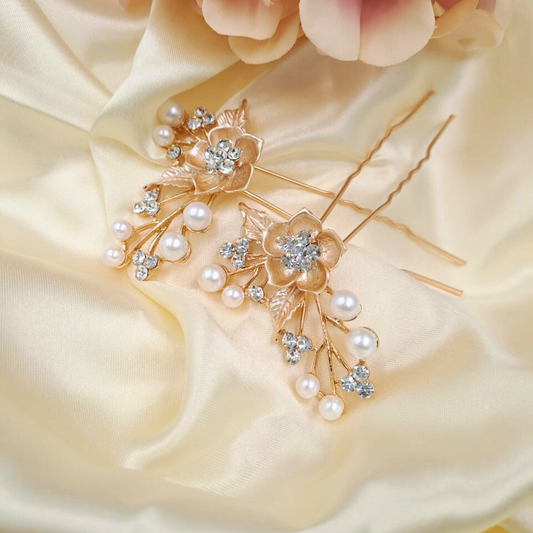 Bridal Bloom Pearl Hair Pins