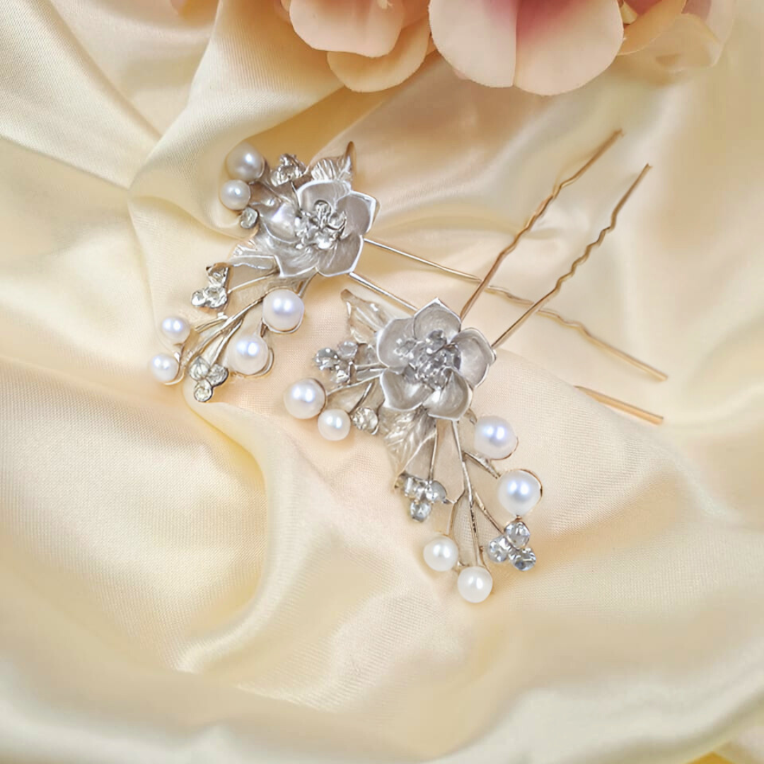 Bridal Bloom Pearl Hair Pins