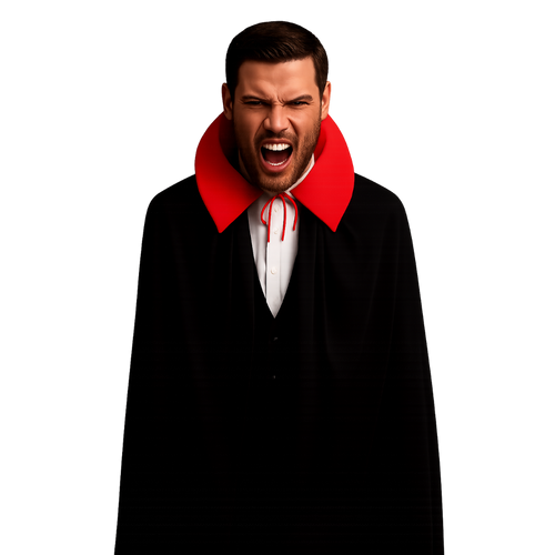 1.2m Vampire Cape with Striking Red Collar