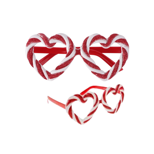 Candy Cane Heart Glasses