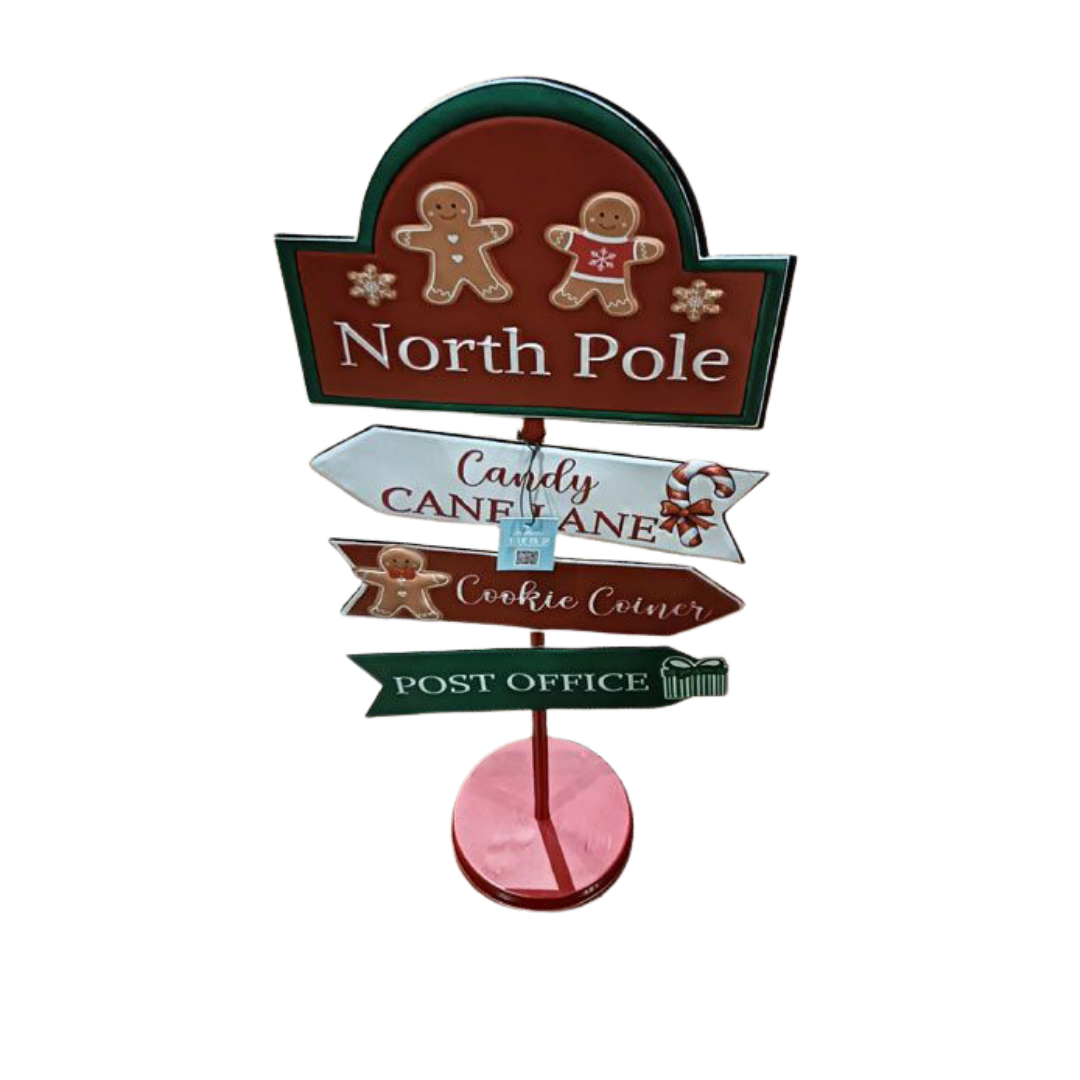 Christmas Metal Signpost North Pole Edition