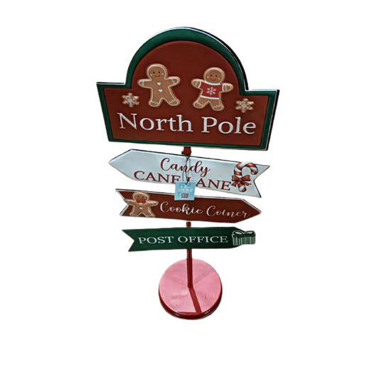 Christmas Metal Signpost North Pole Edition