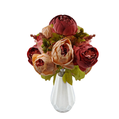 13 Stem Vintage Silk Peony Bouquet