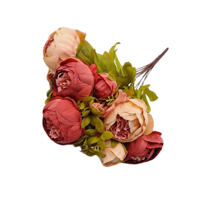 13 Stem Vintage Silk Peony Bouquet
