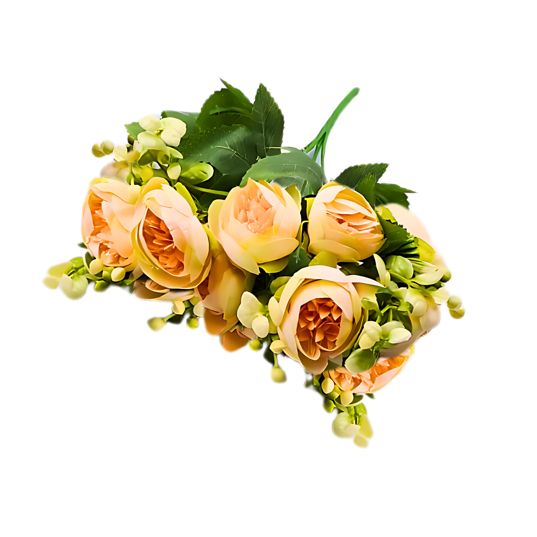9 Bud  Silk Peach Peony Bouquet