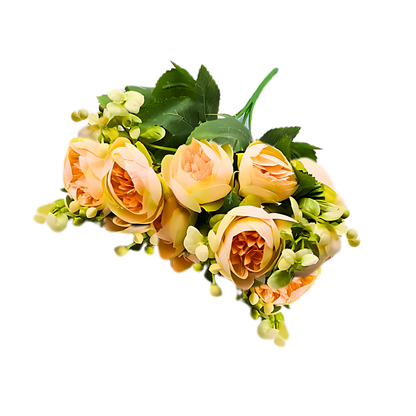 9 Bud  Silk Peach Peony Bouquet