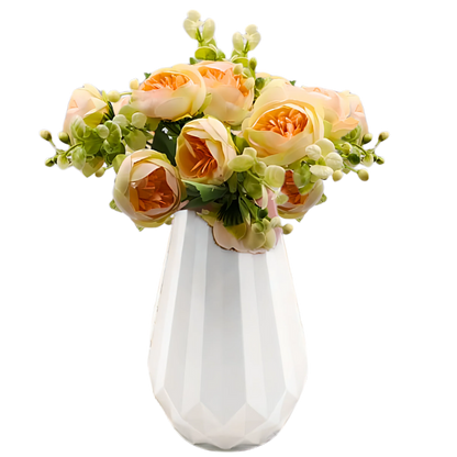 9 Bud  Silk Peach Peony Bouquet