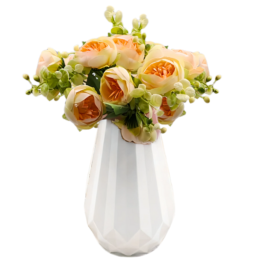 9 Bud  Silk Peach Peony Bouquet