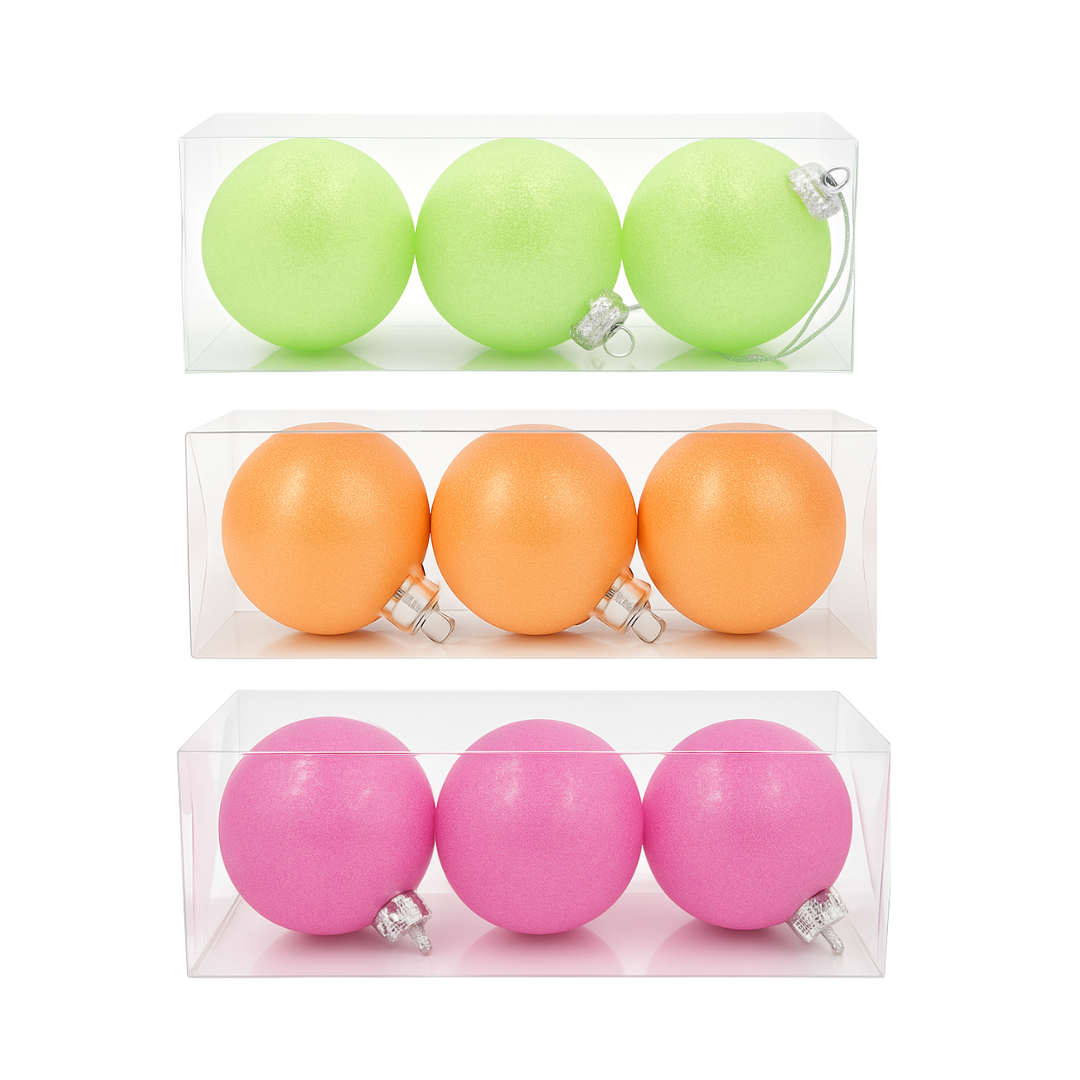 3-Piece 8cm Christmas Baubles
